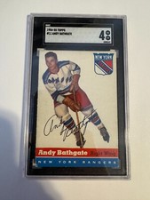 1954-55 Topps Hockey Card #11 Andy Bathgate (HOF) SGC 4 Just Graded
