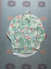 Vintage 70s Pearl snap western shirt brushed cotton chamois animals zebra medium