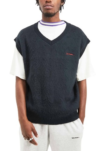 Iets Frans Men's Blue Fluffy Knit Vest 