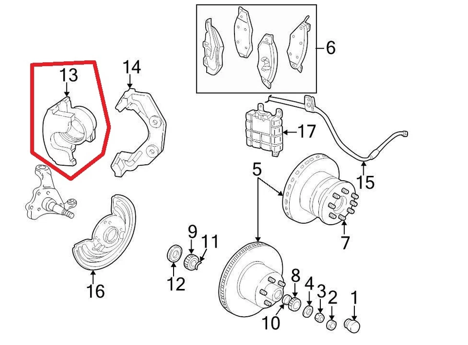  Pinça de freio a disco dianteira esquerda original do fabricante MOPAR ASSY 05003907AB 5003907AB - Imagem 4 de 4