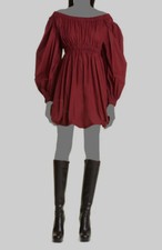 $395 Ulla Johnson Women's Red Martine Long Sleeve Ballet Neck Mini Dress Size 2