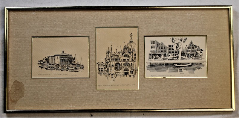 Robert MIller Group of 3 Etchings, Catalina Island, Venice, and Netherlands