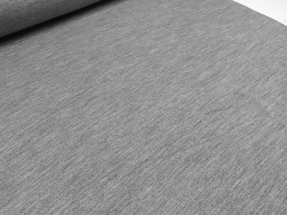 Stoff Baumwolle Sweatshirtstoff Schlauchware grau melange Kleiderstoff - Bild 3 von 4