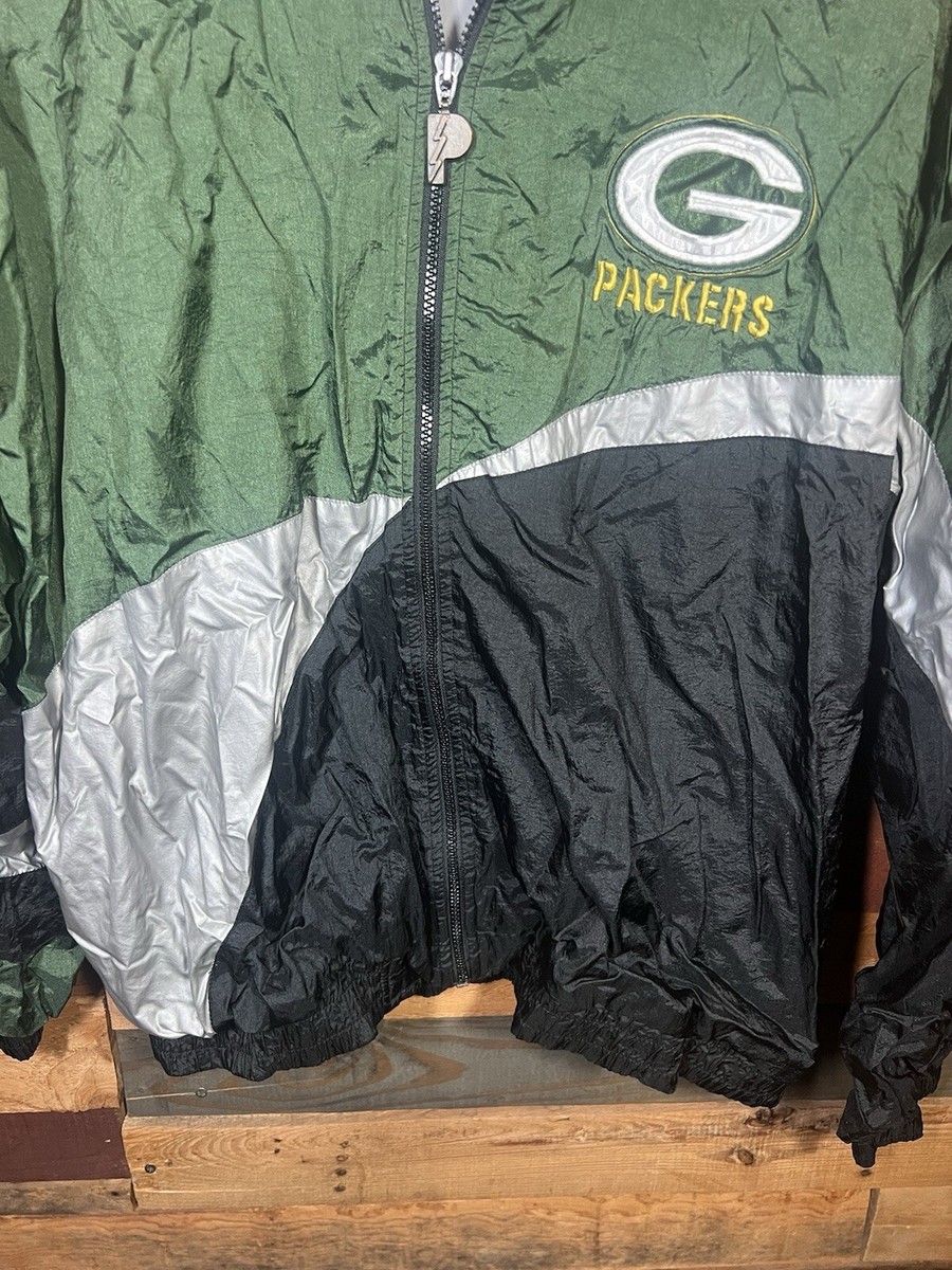 Vintage NFL Green Bay Packers Green Windbreaker Jacket Size XL Pro