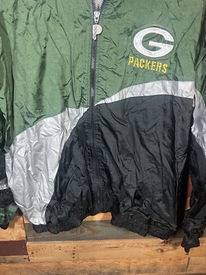 Vintage NFL Green Bay Packers Green Windbreaker Jacket Size XL Pro