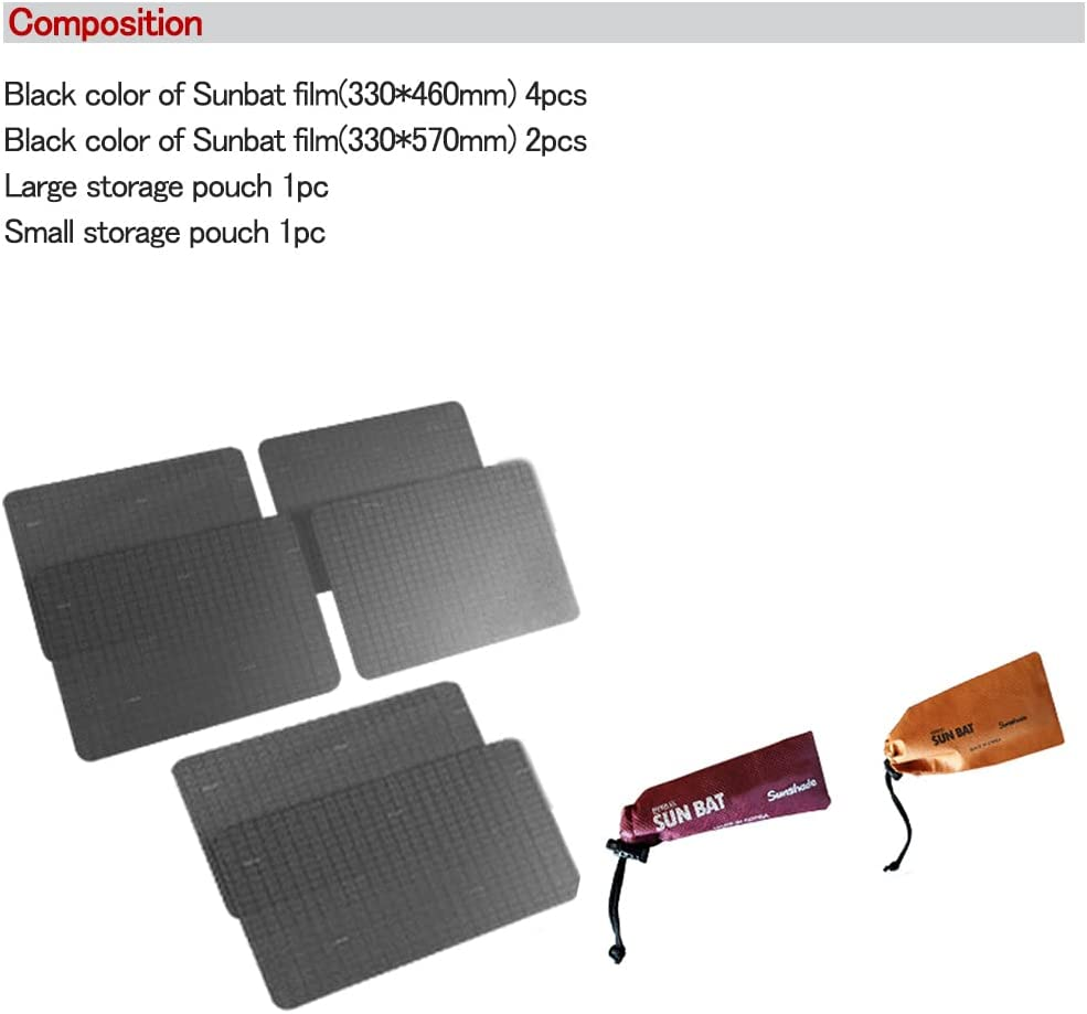 Sun Bat Static Cling Window Shade (6Pack)-The Only Certified Car Window ...