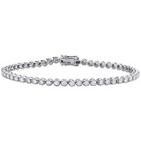 "10K WeißGold Rundschliff Diamant 4-Prong Tennis Link Armband 7 \" 3.50Mm 3 Karat"