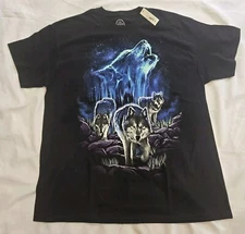 ODM Wolf Aurora Borealis Graphic TShirt Size XL