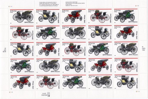 Scott #3023a (3019-23) Antique Automobiles Full Sheet of 25 Stamps - MNH - Picture 1 of 2