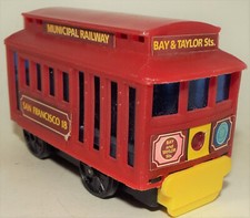 Plastic San Francisco Cable Car marked Municipal Railway  18 A Wind Up Toy