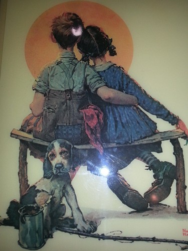 Norman Rockwell Ceramica Stampa con Cornice Il Little Spooner Collezionabile Amo - Picture 3 of 10