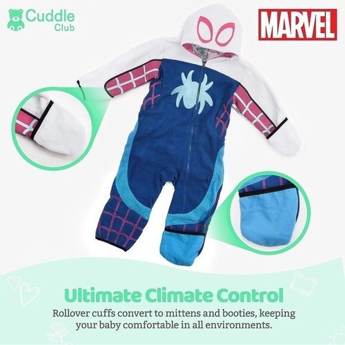 Marvel Cuddle Club One Piece Romper Hooded Fleece Girl's Jumper Ghost size 4T