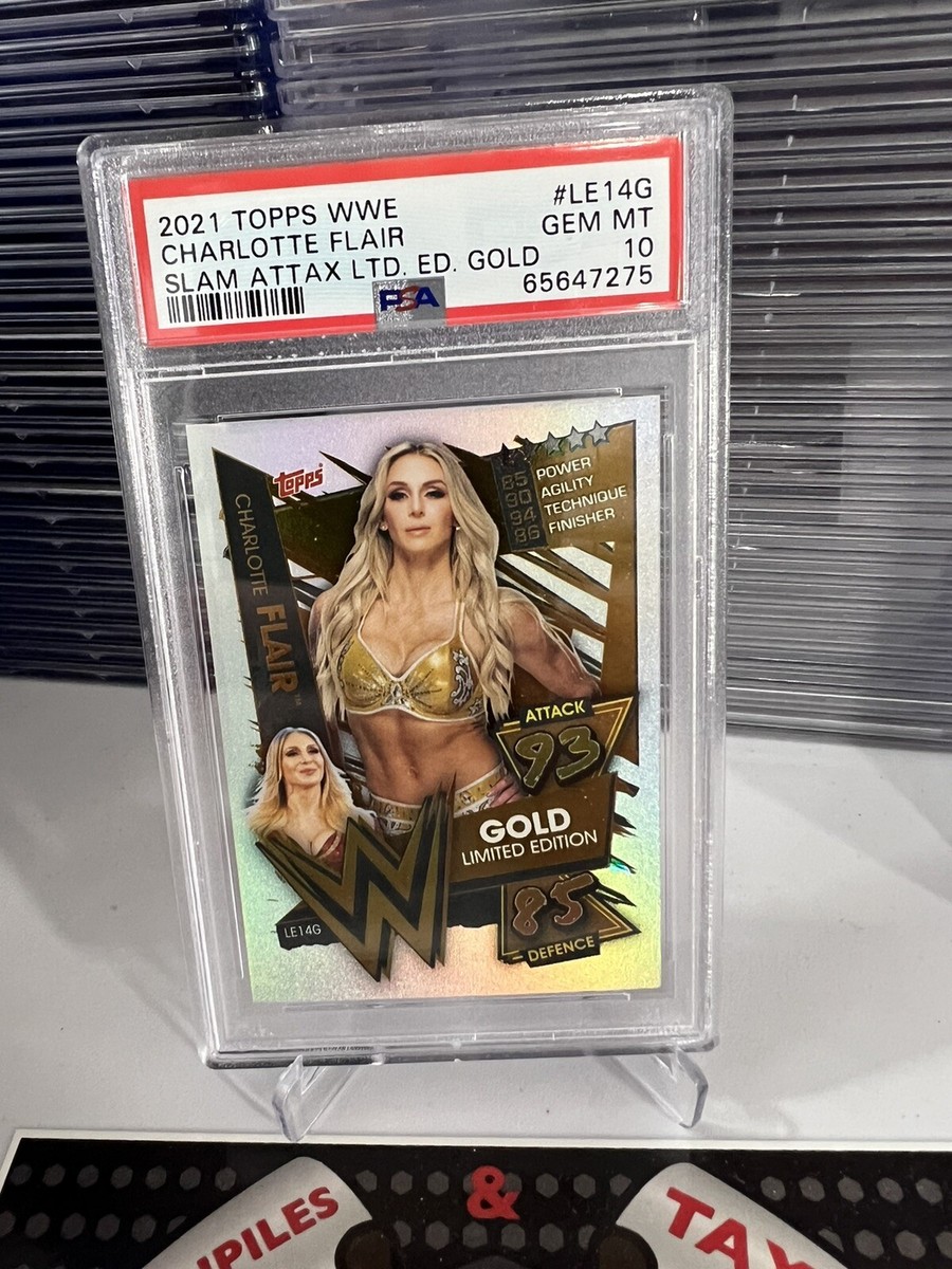 Charlotte flair 2021 topps wwe slam attax limited edition gold psa 
