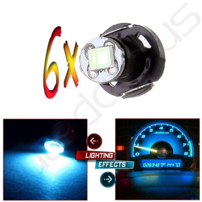 6PCS ICE BLUE T4 T4.2 NEO WEDGE LED BULBS INSTRUMENT CLUSTER DASHBOARD LIGHTS