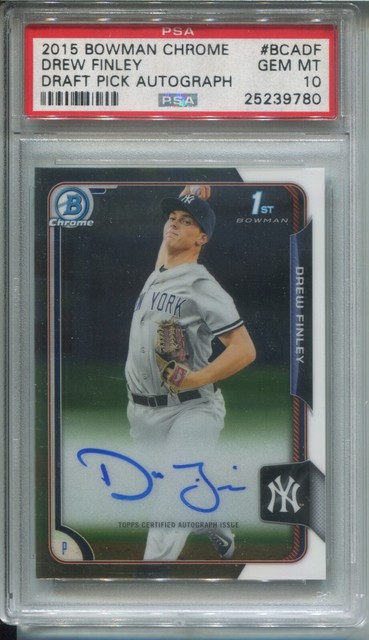 drew finley 2015 Bowman CHROME 1st Bowman Rookie RC AUTO psa 10