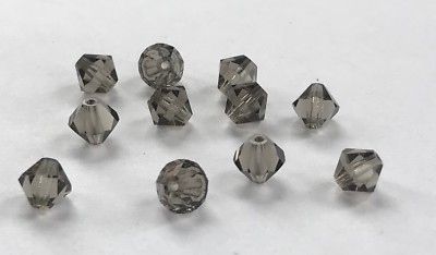 10x Glaskristall Rhombe schwarz grau 6mm Top Qualität Beads Schmuck basteln neu