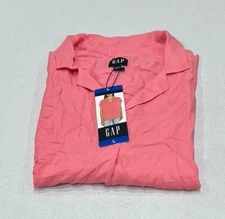 GAP Women's V-Neck Short Sleeve Blouse, Pink, Size L