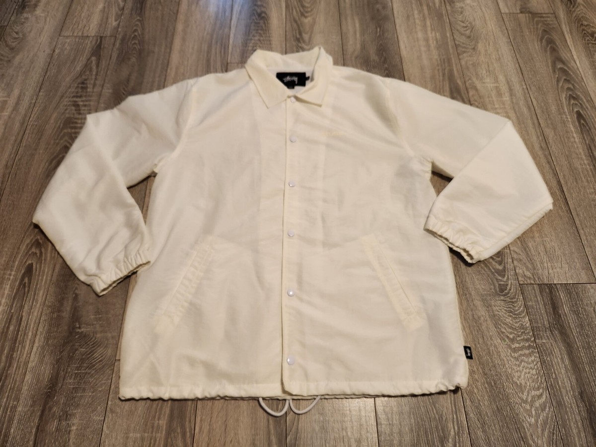 Vintage Stussy White Insulated Coach Jacket Size XL Logo Vintage Stussy White Insulated Coach Jacket Size XL Logo