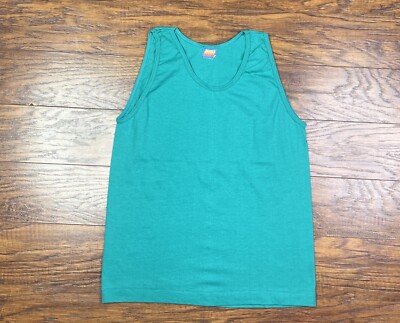 vintage single stitch blank t shirt tank top womens medium blue g5