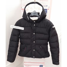 Hollister Sherpa Lined Puffer Jacket Coat Black Womens Size Medium