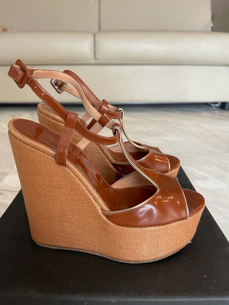 Dukas wedges platform heels shoes women size 38 brown women-image