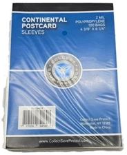 (Pack of 100) CSP Continental Size Postcard Sleeves 4 3/8" x 6 1/4" Size