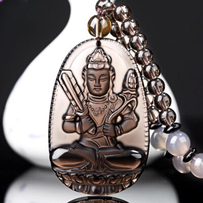 Natural Ice Seedpod Obsidian Buddha Pendant Guanyin Tiger Necklace Pendant