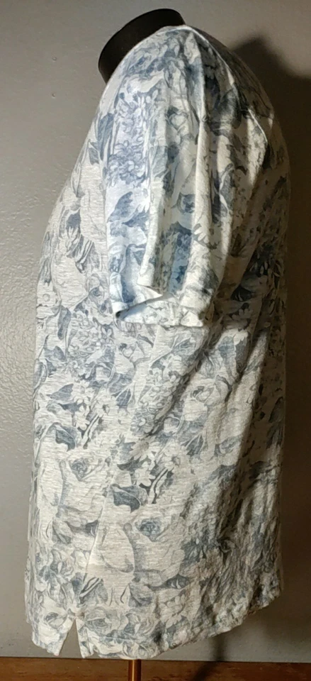 Camisa Isaia Napoli Gris Azul Marfil Floral Lino Manga Corta XL DE COLECCIÓN NUEVA SIN ETIQUETAS $625 Foto 3 de 4