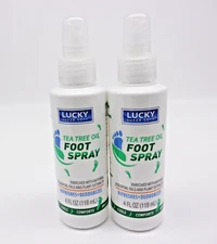 2pk Lucky Tea Tree Oil Foot Spray w/Natural Essential Oils Plant Extracts 4 oz.