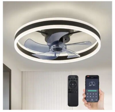 20  Black Low Profile Flush Mount LED with Remote and APP Smart Control READ!