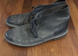 Mens CLARKS 15522 Gray Leather Chukka Boots Sz 9 | eBay