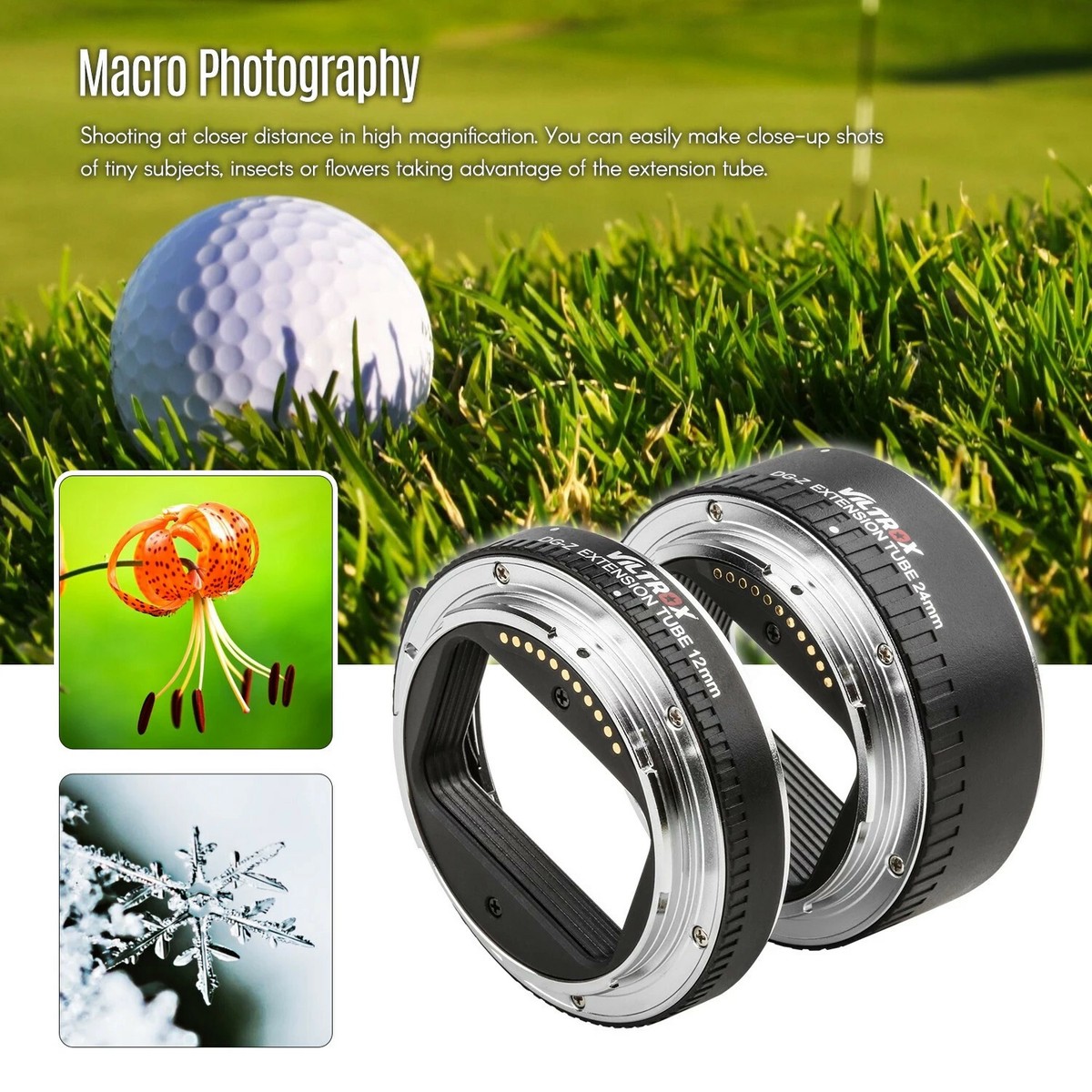 Viltrox 12mm 24mm Automatic Macro Extension Tube for Nikon Z Mount Lens  Camera