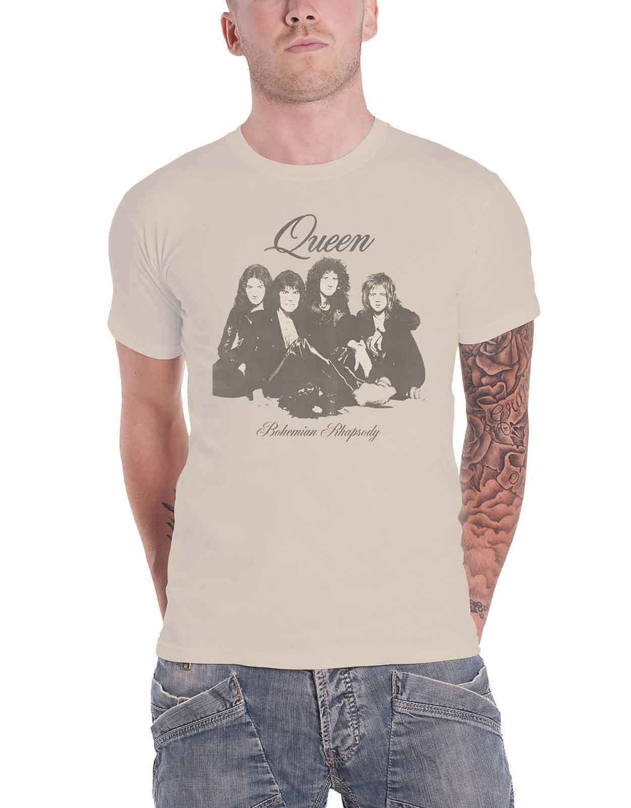 Queen Bohemian Rhapsody Band Logo Official Natural Cotton T-Shirt