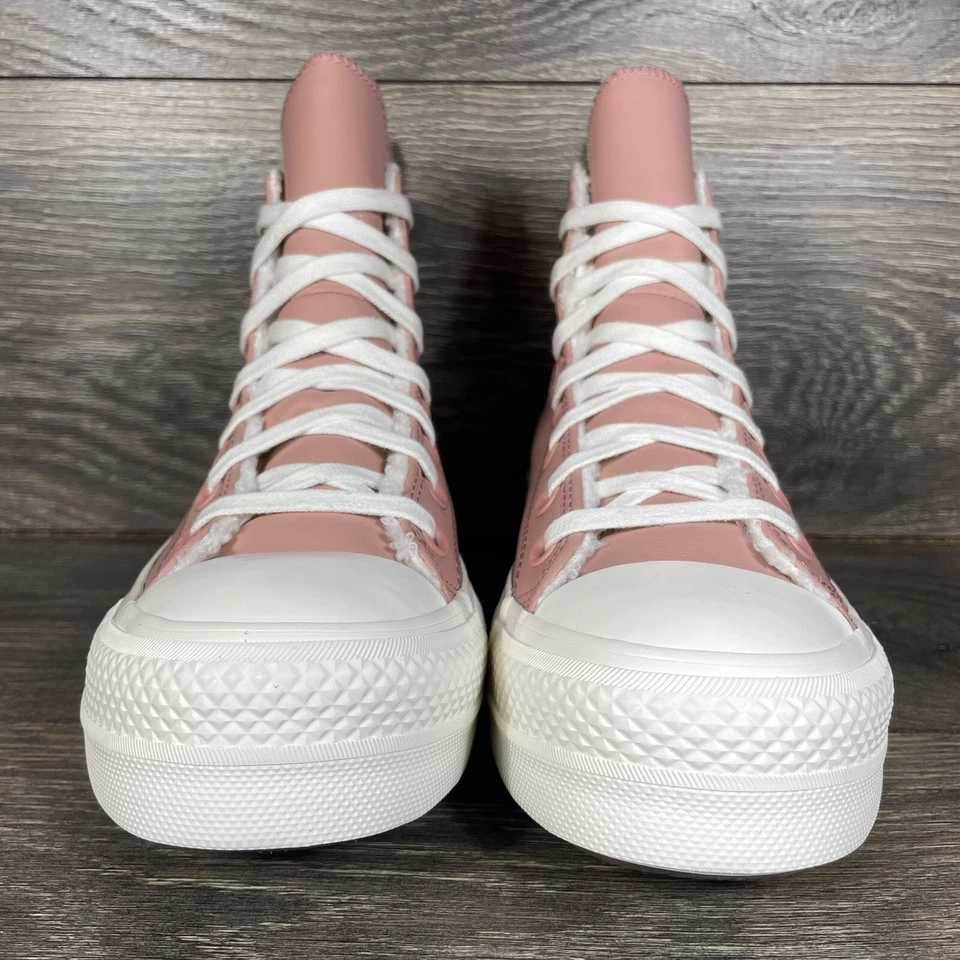 Converse Women's Chuck Taylor All Star Lift Hi Pink Sherpa Platform Sneakers New - Image 3 of 4