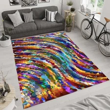 Abstract Rug,Colorful Rug,Area Rug,Non Slip Floor Carpet, Modern Rug, Fan Rug,22
