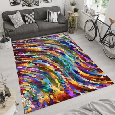 Abstract Rug,Colorful Rug,Area Rug,Non Slip Floor Carpet, Modern Rug, Fan Rug,22