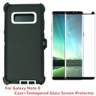 For Galaxy Note 8 Defender Case W/Screen (Blet Clip Fits Otterbox) Black White