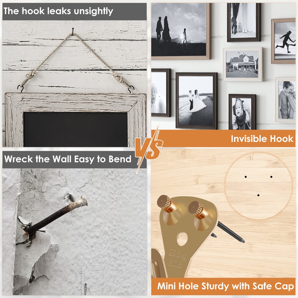 55Pcs Picture Hanging Kit Sturdy Iron Wall Picture Hook Hangers with 65