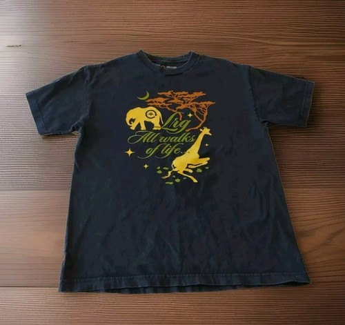 LRG Lifted Research Group Tee Shirt Elephant Giraffe Nature Mens L
