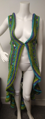 Crochet Cardigan Size S Knit Granny Square Afghan Boho hippie Duster Sweater - Picture 3 of 13