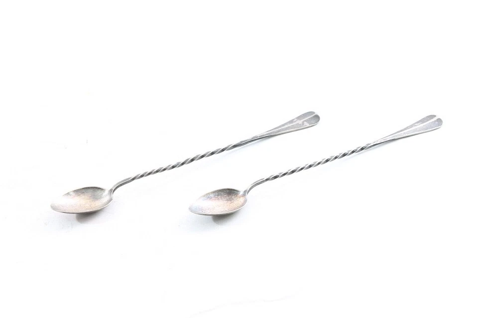 2 X Ancien Cuillère Vintage Longue Cuillère À Glace 25Cm - Photo 2/4