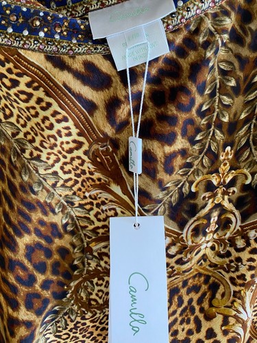 NEW $650 CAMILLA LADY LODGE ONE SHOULDER KAFTAN W/ NECKBAND SILK CRYSTALS L / XL - Photo 7/8
