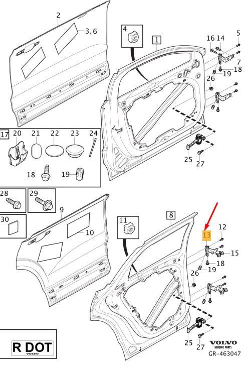 VOLVO XC60 MK2 Rear Left Door Upper Hinge 31468520 NEW GENUINE | eBay