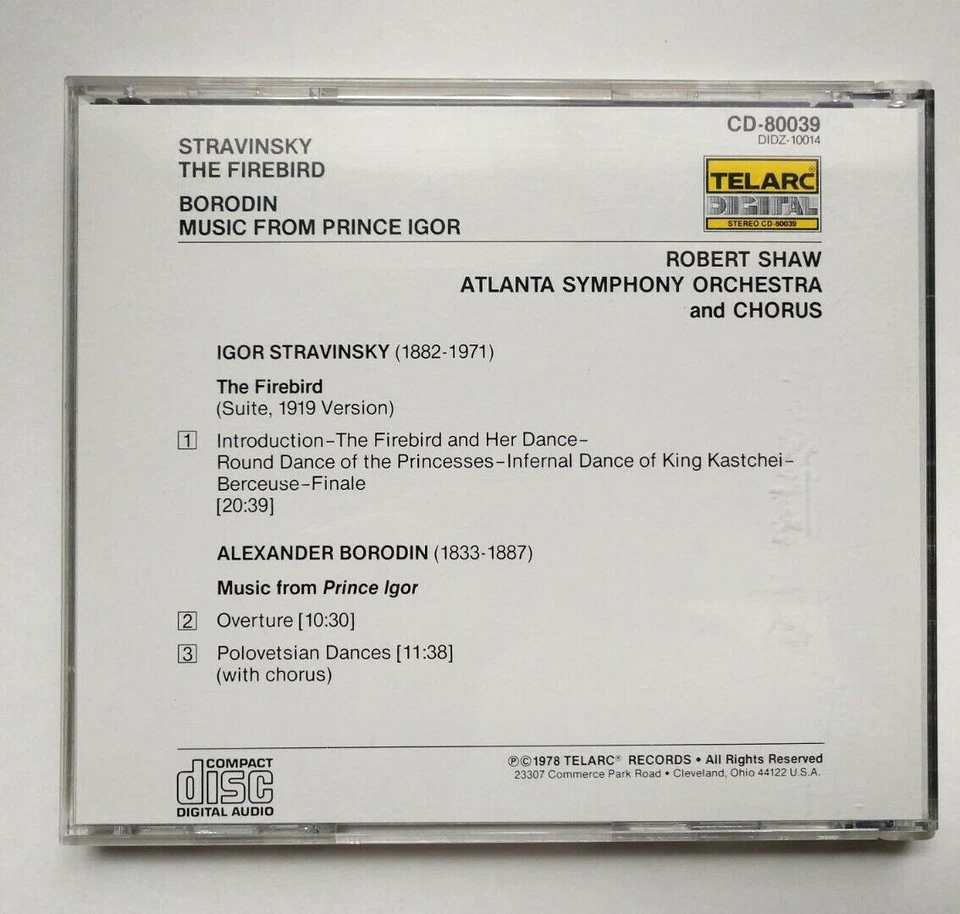 STRAVINSKY The Firebird Borodin Prince Igor CD Robert Shaw Telarc 1978 Japan Foto 2 de 4