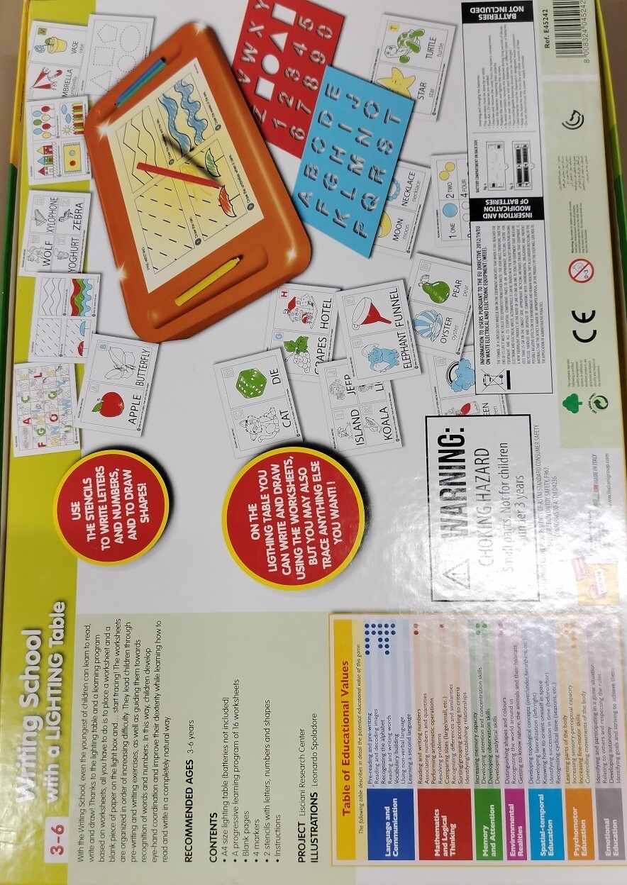 Lisciani CAROTINA Writing School With A Lighting Table Ages 3-6