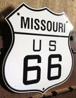 VINTAGE MISSOURI US U.S. ROUTE 66 GASOLINE 13” PORCELAIN GAS HIGHWAY ROAD SIGN — photo 2