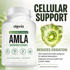 Alevia Organic Amla Capsules 1000mg Indian Gooseberry Antioxidant Supple 60c