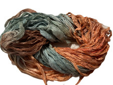 100g Sari Silk Ribbon craft ribbon yarn, jewelry making Happy Orange Summer