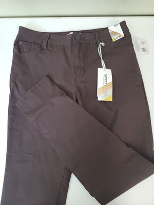 Womens Pants TMI size XL Brown 3 Pocket Stretch Mid Rise Skinny Zip