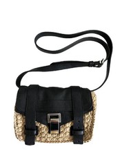 Proenza Schouler PS1 Mini- Raffia and Leather Crossbody Bag -Black And Natural